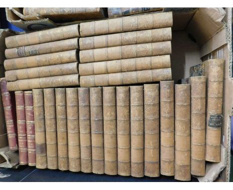 Box: WALTER SCOTT novels, travels, romances etc, Edinburgh 1823-33, 24 uniform half calf vols worn + TALES OF A GRANDFATHER F