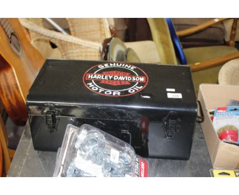 A reproduction Harley Davidson tool box