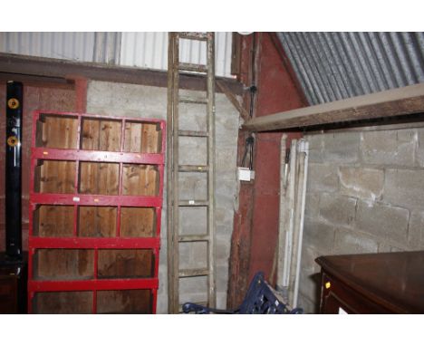 A wooden extending ladder 