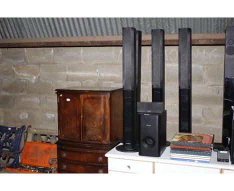 A quantity of Pioneer surround sound speakers 