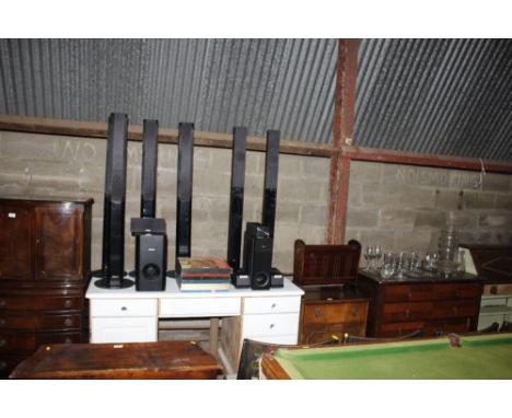 A quantity of LG surround sound speakers 