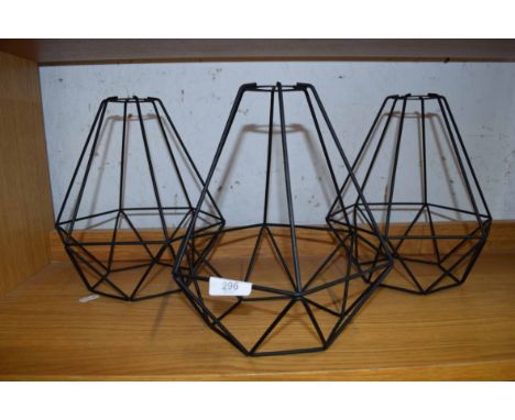THREE WIRE FRAMED LAMP SHADES