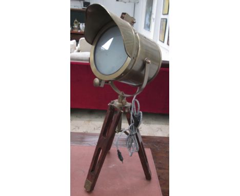 TABLE LAMPS, a pair, Industrial style on tripod stands, 70cm H. (2)