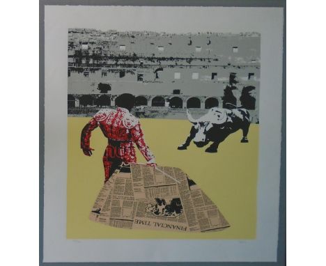 FIASCO (Urban artist), 'Modern times corrida', lithograph, numbered 13/100, signed in pencil lower left, 101cm x 74cm, framed