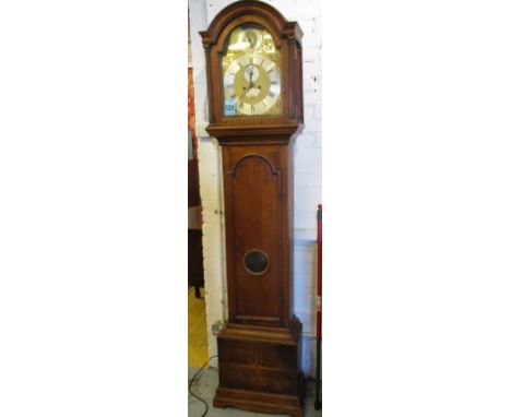 LONGCASE CLOCK, George III oak with brass and silvered face inscribed Robert Brooks London eight day movement, 52cm x 213cm H