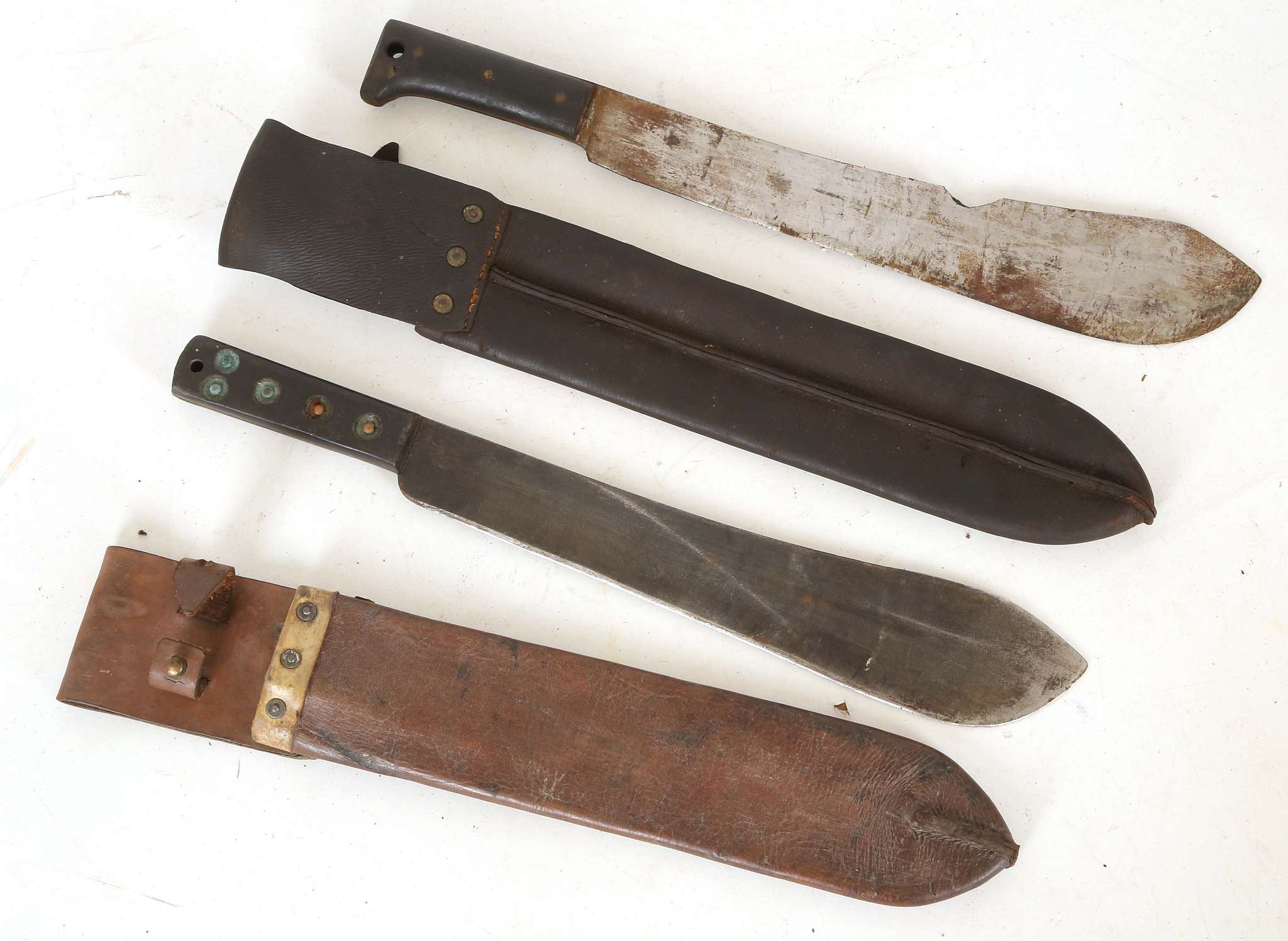 Machete; Legitimus Collins & Co USA 1940, 38cm blade, leather scabbard