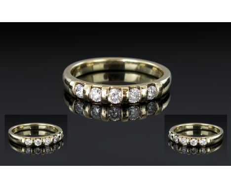 Ladies 18ct Yellow Gold Diamond Set Half Eternity Ring, fully hallmarked for 750 - 18ct, the brilliant cut diamonds of excell