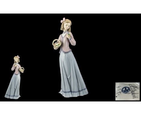 Lladro Collectors Society Club - Signed and Dated 1996 Hand Painted Porcelain Figure ' Innocence In Bloom ' Model No 7644. De