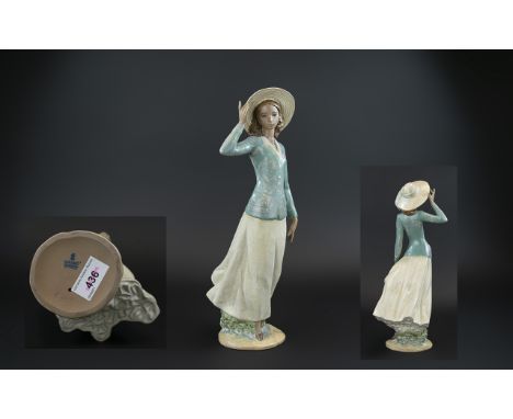 Lladro Gres Hand Painted Figure 'Breezy Afternoon', model no.2314, issued 1995 - 1998, 12.5 inches (31.25cms) high; first qua