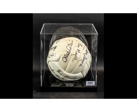 Liverpool F.C Interest - A Rare Rombo Super Cup Ball In Display Case, Multi Signed by Many Former Players. Includes Peter Bea