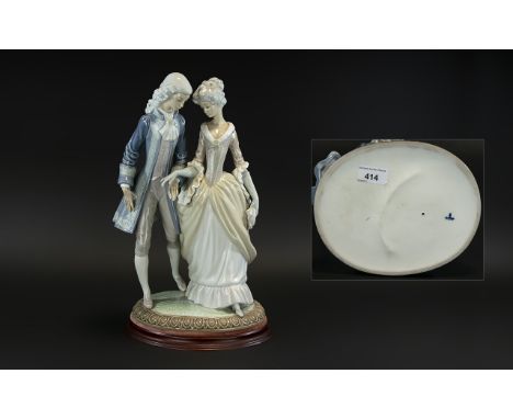 Lladro - Large and Impressive Hand Painted Porcelain Figure ' Walk In Versailles ' Model No 5004. Issued 1978 - 1981. Designe