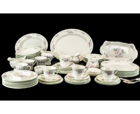 Aynsley 'Little Sweetheart' Dinner/Tea Service, comprising: Large Platter, 7 x 10'' Dinner Plates, 8 x 8'' Plates, 8 x 6.5'' 