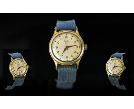 Lanco Sports - Aquatite Incabloc 17 Jewells Mechanical Wind Gold on Steel Wrist Watch. c.1950's. With Sweeping Second Hands, 