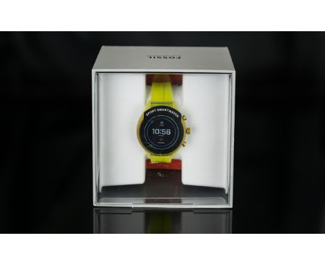 Fossil - Model DW9F1 Ultra Lightweight Touchscreen Sports Smart Watch with Yellow Strap. Key Features - Tracks Your Heart Rat