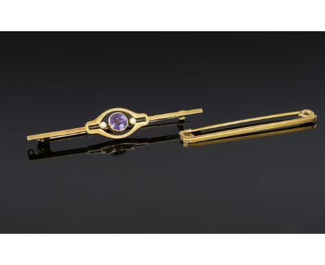 Antique Period Attractive 15ct Gold, Amethyst and Seed Pearl Set Brooch, marked 15ct gold and with pave set amethysts of rich