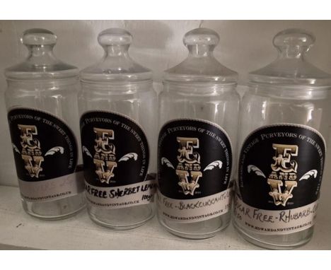 Four vintage style sweet jars with labels and lids, 1.5 litre (Sweets not included)