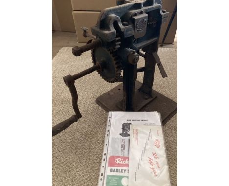 Vintage rock chopping machine made by L Collier of Rochdale. with instructions. C1950.