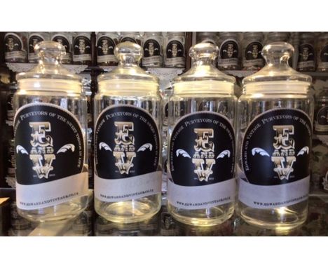 Vintage style sweet jars from Edward and vintage sweet shop, Tissington.Four empty jars, 2.5 litre glass jars with blank labe