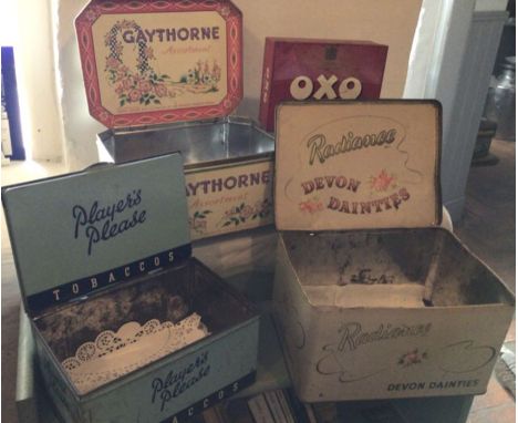 Vintage tins to include Oxo, Gaythorne, Radiance, Players. Please study pictures.