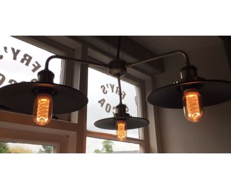 Vintage style brass effect light fitting with three lights. Very good condition. Please study picture.