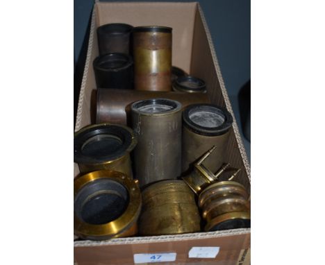 A box of brass projector lenses
approx 17 lenses