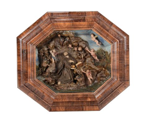San Francesco Anna Fortino ceroplasta siciliano (attribuito a) Sicilia, XVIII secolo,  La scena raffigura San Francesco in es