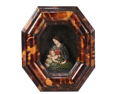 Caterina de Julianis Madonna col Bambino Firmato e datato 1727 Bassorilievo in cere colorate Dimensioni: cm 11,2 x 8,3 con la