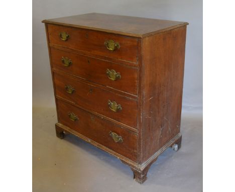 A 19th Century Mahogany Chest, the moulded top above four drawers with brass swan neck handles raised upon bracket feet, 79 c