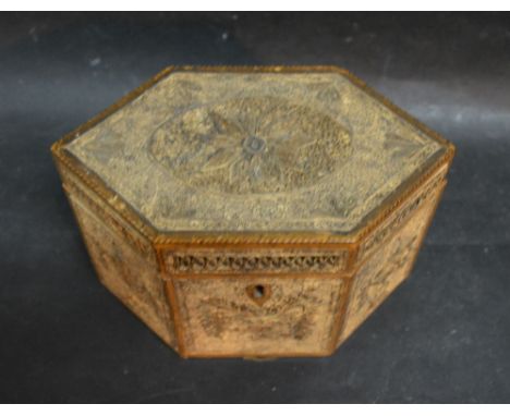A George III Rolled Paper Hexagonal Tea Caddy