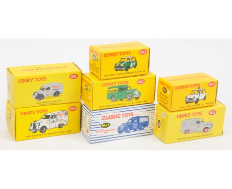 Dinky Toys (Matchbox) Group Of 7 Code 2 issues To Include 003 Mini Cooper,004 Austin"Major" van, 006 Fordson "Mica" Van plus 