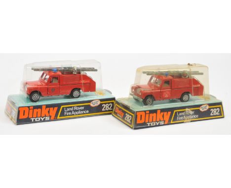 Dinky Toys 282 Land Rover Fire Appliance A Pair - (1) "Fire Service" - red body, white interior, speedwheels and 2 x blue roo