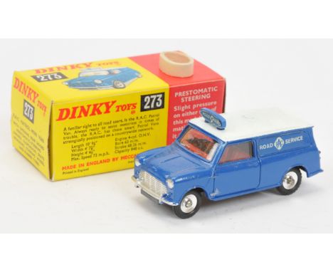 Dinky Toys 273 Mini Van "RAC Road Service" - Blue including opening rear doors, white roof, red interior, silver trim, spun h