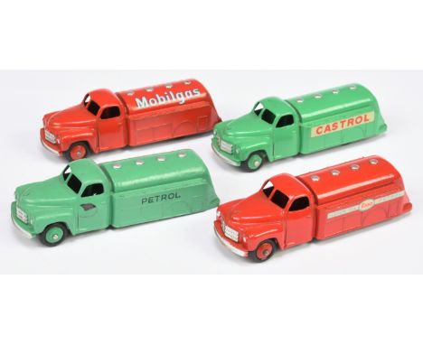 Dinky Toys Studebaker Tankers Group Of 4 To Include -"Castrol" - Green including ridged hubs, "Petrol" - Green including ridg
