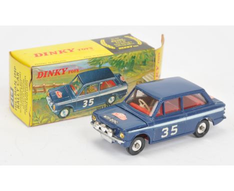 Dinky Toys 214 Hillman Imp Rally Car "Rallye Monte Carlo" - Blue body, white side flashes with racing No.35, red interior, si
