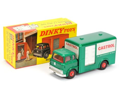 Dinky Toys 450 Bedford Tk Box Van "Castrol" - Metallic green cab and back, red interior and plastic hubs, silver trim - Excel