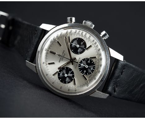 A RARE GENTLEMAN'S STAINLESS STEEL BREITLING TOP TIME CHRONOGRAPH WRIST WATCH CIRCA 1967, REF. 810 WITH "PANDA" DIAL Movement