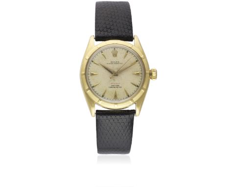 A RARE GENTLEMAN'S 18K SOLID GOLD ROLEX OYSTER PERPETUAL OFFICIALLY CERTIFIED CHRONOMETER WRIST WATCHCIRCA 1950s, REF. 6085 W