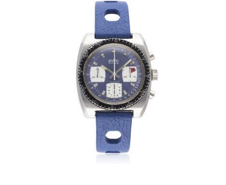 A GENTLEMAN'S STAINLESS STEEL BWC CHRONOGRAPH WRIST WATCH CIRCA 1970sMovement: 17J, manual wind, Valjoux cal. 7736.Case: Widt