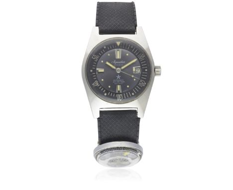 A GENTLEMAN'S STAINLESS STEEL AQUASTAR GENEVE AUTOMATIC DIVERS WRIST WATCH  CIRCA 1960s, REF. 1701 WITH ORIGINAL AQUASTAR THE