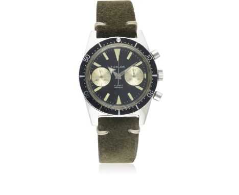 A GENTLEMAN'S STAINLESS STEEL TURLER "SUPER OCEAN" DIVERS CHRONOGRAPH WRIST WATCH CIRCA 1960s Movement: 17J, manual wind, Lan