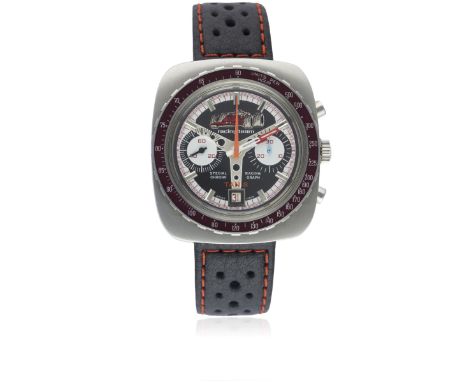 A GENTLEMAN'S STAINLESS STEEL TANIS RACING TEAM SPECIAL RACING CHRONOGRAPH WRIST WATCH CIRCA 1970sMovement: 17J, manual wind,