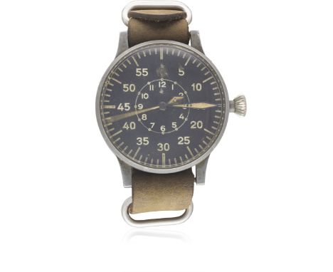 A GERMAN MILITARY LUFTWAFFE B.UHR LACO NAVIGATORS WATCH  CIRCA 1940, REF. FL23883 "TYPE B" DIAL  Movement: 22J, manual wind, 