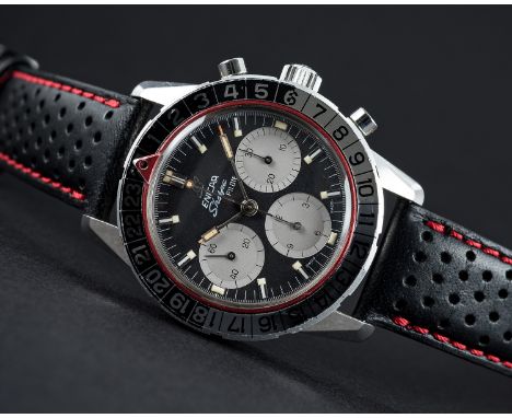 A RARE GENTLEMAN'S STAINLESS STEEL ENICAR SHERPA PILOTE CHRONOGRAPH WRIST WATCH CIRCA 1966, REF. 072-02-02 WITH R72 MOVEMENT 
