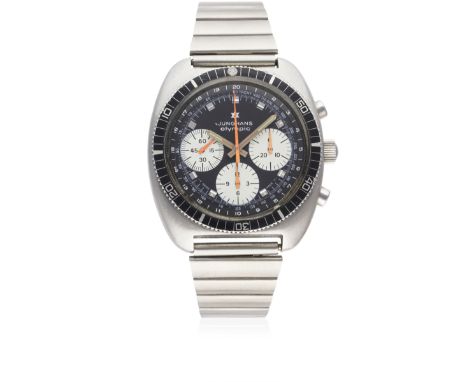 A GENTLEMAN'S STAINLESS STEEL JUNGHANS OLYMPIC CHRONOGRAPH BRACELET WATCH CIRCA 1970sMovement: 17J, manual wind, Valjoux cal.