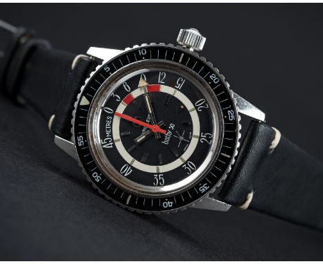 A VERY RARE GENTLEMAN'S STAINLESS STEEL FAVRE LEUBA BATHY 50 DEPTH GAUGE DIVERS WRIST WATCH CIRCA 1968, REF. 53243  Movement: