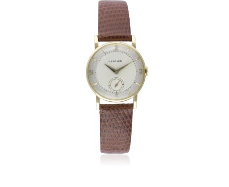 A RARE GENTLEMAN'S 18K SOLID GOLD CARTIER WRIST WATCHCIRCA 1940sMovement: 15J, manual wind, cal. 428/2, signed European Watch