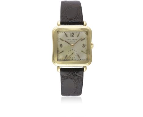 A RARE GENTLEMAN'S 18K SOLID GOLD PATEK PHILIPPE WRIST WATCHCIRCA 1950, REF. 2493Movement: 18J, manual wind, cal. 10-200, sig