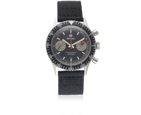 A GENTLEMAN'S STAINLESS STEEL NIVADA CHRONOMASTER AVIATOR SEA DIVER CHRONOGRAPH WRIST WATCH  CIRCA 1970, REF. 9870Movement: 1