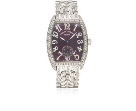 A FINE LADIES 18K WHITE SOLID GOLD FRANCK MULLER CASABLANCA BRACELET WATCHCIRCA 2000s, REF. 7500 S6 WITH GUILLOCHE DIAL, ACCO