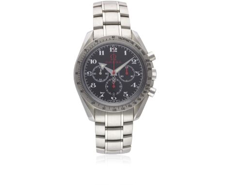 A GENTLEMAN'S STAINLESS STEEL OMEGA SPEEDMASTER AUTOMATIC CHRONOGRAPH BRACELET WATCH CIRCA 2006, REF. 3556.50.00 OLYMPIC GAME